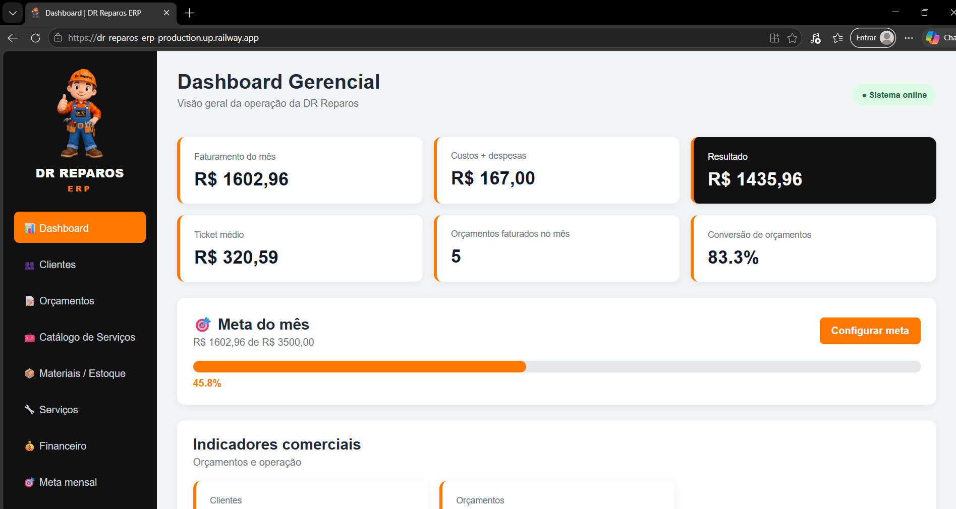DR Reparos ERP - Tela 01
